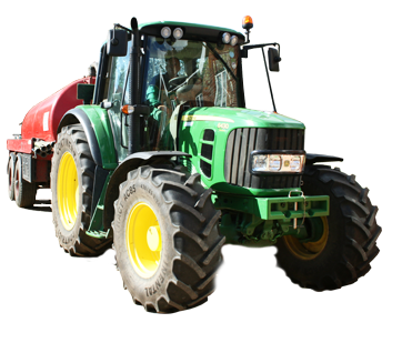 R H Duffield's green tractor towing the red vacuum tanker